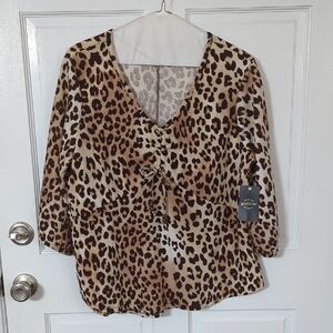 Animal Print V-Neck Top